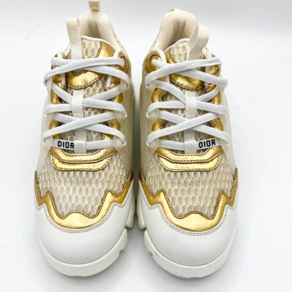 Christian Dior Mesh D-Connect Sneakers 37.5 Gold - Picture 1 of 11
